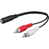 goobay RCA > 3 broches 3,5 mm (femelle), Adaptateur Noir, 0,2 mètre