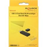 DeLOCK 12463 carte réseau WLAN 867 Mbit/s, Adaptateur WLAN Noir, Sans fil, USB, WLAN, Wi-Fi 5 (802.11ac), 867 Mbit/s, Noir