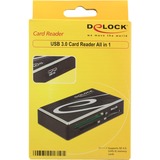DeLOCK 91710 lecteur de carte mémoire Micro-USB Noir CF, CF Type II, MMC, MMC+, MMCmicro, MS Duo, MS PRO, MS PRO Duo, MS Pro-HG, MS Pro-HG Duo, MS..., Noir, 5000 Mbit/s, Micro-USB, 85 mm, 52 mm