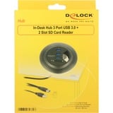 DeLOCK Hub de bureau 3 ports USB 3.0 + lecteur de carte SD 2 fentes 