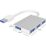 ICY BOX IB-Hub1402 USB 3.2 Gen 1 (3.1 Gen 1) Type-A 5000 Mbit/s Argent, Hub USB Argent, USB 3.2 Gen 1 (3.1 Gen 1) Type-A, USB 3.2 Gen 1 (3.1 Gen 1) Type-A, 5000 Mbit/s, Argent, Acrylonitrile-Butadiène-Styrène (ABS), Aluminium, 0,115 m