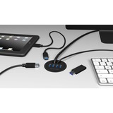 ICY BOX IB-Hub1403, Hub USB Noir, 4x USB 3.0