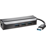 Kensington Adaptateur Ethernet et hub 3 ports USB 3.0 — Noir, Hub USB Noir, Avec fil, USB, Ethernet, 5000 Mbit/s, Noir