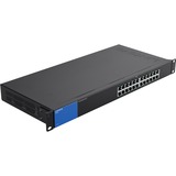 Linksys Commutateur Gigabit 24 ports (LGS124), Switch Noir/Bleu, Non-géré, Gigabit Ethernet (10/100/1000), Grille de montage, 1U
