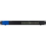 Linksys Commutateur Gigabit PoE de bureau à 24 ports (LGS124P), Switch Noir/Bleu, Non-géré, Gigabit Ethernet (10/100/1000), Connexion Ethernet, supportant l'alimentation via ce port (PoE), Grille de montage, 1U