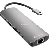 Sharkoon USB 3.0 Type C Combo Adapter carte et adaptateur d'interfaces HDMI, RJ-45, USB 3.2 Gen 1 (3.1 Gen 1), Station d'accueil Gris foncé, USB Type-C, HDMI, RJ-45, USB 3.2 Gen 1 (3.1 Gen 1), Gris, 132 m, 5 Gbit/s, 130 mm