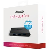 Sitecom USB 3.0 Hub 4 port, Hub USB Noir, CN-083