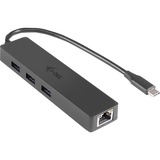 i-tec 3 ports USB-C Slim + Gigabit Lan, Hub USB Noir, LAN, ASIX AS88179, 125 mm, 29 mm, 15 mm