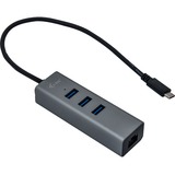 i-tec 3 ports USB-C métalliques + Gigabit LAN, Hub USB Anthracite, Gris, LAN, Realtek 0411, Realtek 8153, 96 mm, 30 mm, 21 mm