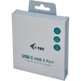 i-tec 3 ports USB-C métalliques + Gigabit LAN, Hub USB Anthracite, Gris, LAN, Realtek 0411, Realtek 8153, 96 mm, 30 mm, 21 mm