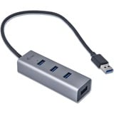 i-tec 4 ports USB 3.0 métallique, Hub USB Noir, USB 3.2 Gen 1 (3.1 Gen 1) Type-A, USB 3.2 Gen 1 (3.1 Gen 1) Type-A, 5000 Mbit/s, Gris, USB, 96 mm