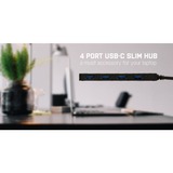 i-tec Advance USB-C Slim Passive HUB 4 Port, Hub USB Noir, USB 3.2 Gen 2 (3.1 Gen 2) Type-C, USB 3.2 Gen 1 (3.1 Gen 1) Type-A, 5000 Mbit/s, Noir, 0,2 m, Apple MacBook 2015, Chromebook Pixel 2015, Acer Switch Alpha 12, Dell XPS 13, HP EliteBook Folio G