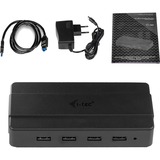 i-tec Concentrateur de charge USB 3.0 4 ports, Hub USB Noir, Adaptateur électrique inclus
