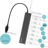 i-tec Metal Superspeed USB 3.0 7-Port Hub, Hub USB USB 3.2 Gen 1 (3.1 Gen 1) Type-A, USB 3.2 Gen 1 (3.1 Gen 1) Type-A, 5000 Mbit/s, Argent, Métal, Secteur