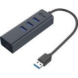 i-tec Metal USB 3.0 HUB 3 Port + Gigabit Ethernet Adapter, Hub USB Anthracite, USB 3.2 Gen 1 (3.1 Gen 1) Type-A, RJ-45, USB 3.2 Gen 1 (3.1 Gen 1) Type-A, 5000 Mbit/s, Gris, Métal, Liaison