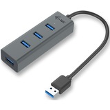 i-tec Metal USB 3.0 HUB 4 Port, Hub USB Noir, USB 3.2 Gen 1 (3.1 Gen 1) Type-A, USB 3.2 Gen 1 (3.1 Gen 1) Type-A, 5000 Mbit/s, Gris, USB, 96 mm