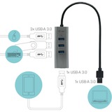 i-tec Metal USB 3.0 HUB 4 Port, Hub USB Noir, USB 3.2 Gen 1 (3.1 Gen 1) Type-A, USB 3.2 Gen 1 (3.1 Gen 1) Type-A, 5000 Mbit/s, Gris, USB, 96 mm