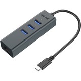 i-tec Metal USB-C HUB 3 Port + Gigabit Ethernet Adapter, Hub USB Anthracite, USB 3.2 Gen 2 (3.1 Gen 2) Type-C, RJ-45, USB 3.2 Gen 1 (3.1 Gen 1) Type-A, 5000 Mbit/s, Gris, LAN, 0,28 m