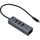 i-tec Metal USB-C HUB 3 Port + Gigabit Ethernet Adapter, Hub USB Anthracite, USB 3.2 Gen 2 (3.1 Gen 2) Type-C, RJ-45, USB 3.2 Gen 1 (3.1 Gen 1) Type-A, 5000 Mbit/s, Gris, LAN, 0,28 m