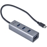 i-tec Metal USB-C HUB 4 Port, Hub USB Noir, USB 3.2 Gen 1 (3.1 Gen 1) Type-C, USB 3.2 Gen 1 (3.1 Gen 1) Type-A, 5000 Mbit/s, Gris, Android, Chrome, 96 mm