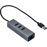 i-tec USB 3.0 Metal HUB 3 Port + Gigabit Ethernet Adapter, Hub USB Anthracite