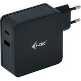 i-tec USB-C CHARGER 60W + USB-A Port 12W, Chargeur Noir, Intérieure, Secteur, 1,8 m, Noir