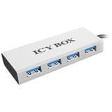 ICY BOX IB-AC6104 5000 Mbit/s Aluminium, Argent, Hub USB Argent/Noir, USB 3.2 Gen 1 (3.1 Gen 1) Type-A, 5000 Mbit/s, Aluminium, Argent, Aluminium, Énergie, 90 mm