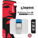 Kingston MobileLite Duo 3C, Lecteur de carte Argent, USB 3.1