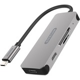 Sitecom USB-C Hub & Card Reader, Hub USB Argent