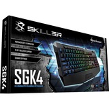 Sharkoon SKILLER SGK4, clavier gaming Noir, Layout BE, Rubberdome, LED RGB