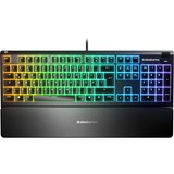 SteelSeries Apex 3, clavier gaming Noir, Layout États-Unis, SteelSeries Whisper-Quiet, LED RGB