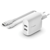 Belkin BOOSTCHARGE Chargeur secteur 2 ports USB-A (24 W) avec câble Lightning vers USB-A Blanc