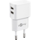 goobay Dual USB-A chargeur Blanc, 2x USB-A