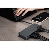 Lenovo Hub de voyage USB-C alimenté, Station d'accueil Noir, USB, HDMI, VGA, RJ-45