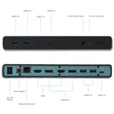 i-tec USB 3.0 / USB-C / Thunderbolt 3 Dual Display Docking Station + Power Delivery 65W, Station d'accueil Noir, Avec fil, USB 3.2 Gen 1 (3.1 Gen 1) Type-C, 65 W, 3,5 mm, 10,100,1000 Mbit/s, Noir, Turquoise