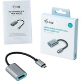 i-tec USB-C > DisplayPort en métal, Adaptateur Noir/Argent, 0,15 mètre, 4K 60Hz