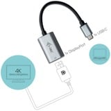 i-tec USB-C > DisplayPort en métal, Adaptateur Noir/Argent, 0,15 mètre, 4K 60Hz