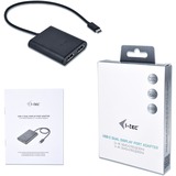 i-tec USB-C > Double DisplayPort, Adaptateur Noir, 0,3 mètre, 4K