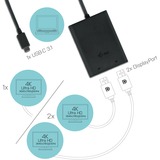 i-tec USB-C > Double DisplayPort, Adaptateur Noir, 0,3 mètre, 4K