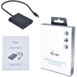 i-tec USB-C > Double HDMI, Adaptateur Noir, 0,3 mètre, 4K