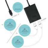 i-tec USB-C > Double HDMI, Adaptateur Noir, 0,3 mètre, 4K