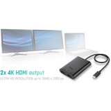 i-tec USB-C > Double HDMI, Adaptateur Noir, 0,3 mètre, 4K