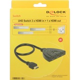 DeLOCK 18600 commutateur vidéo HDMI, Switch HDMI Noir, HDMI, Noir, Plastique, 18 Gbit/s, 600 MHz, 3840 x 2160 pixels