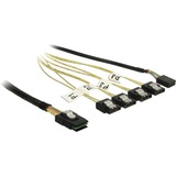 DeLOCK 1m, Mini SAS SFF-8087/4xSATA 7p Noir, Argent, Jaune, Adaptateur Noir, Mini SAS SFF-8087/4xSATA 7p, 1 m, Mini SAS SFF-8087, 4 x SATA 7p, Mâle/Femelle, Noir, Argent, Jaune