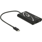 DeLOCK 62707 hub & concentrateur USB 3.2 Gen 2 (3.1 Gen 2) Type-C 40000 Mbit/s Noir, Adaptateur Noir, USB 3.2 Gen 2 (3.1 Gen 2) Type-C, HDMI, 40000 Mbit/s, Noir, 0,27 m, 60 mm