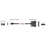 DeLOCK 62980 câble parallèle 1,8 m Noir Noir, USB Type C, Parallèle, 1,8 m, Noir