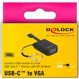DeLOCK 63941 câble vidéo et adaptateur 0,03 m USB Type-C VGA (D-Sub) Noir Noir, 0,03 m, USB Type-C, VGA (D-Sub), Mâle, Femelle, Droit