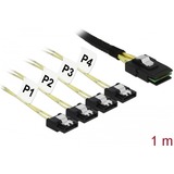 DeLOCK 85731 câble Serial Attached SCSI (SAS) 1 m Noir, Vert, Adaptateur 1 m, Mini SAS SFF-8087, 4x SATA 6 Gb/s 7 Pin, Droit, Droit, Mâle