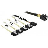DeLOCK 85732 câble Serial Attached SCSI (SAS) 1 m Noir, Vert, Adaptateur Noir, 1 m, Mini SAS HD SFF-8643, 4x SATA 6 Gb/s 7 Pin + 8 pin sideband, Droit, Droit, Mâle/Femelle