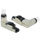 DeLOCK 86289 connecteur de fils 1 x RJ-45 Gris, Prise de courant 1 x RJ-45, Gris, Mâle, Courbe, Zinc, Cat6a